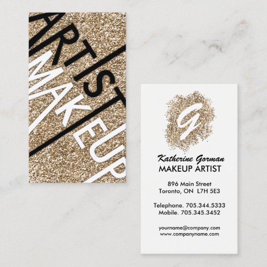 グリッターのメーキャップアーティストの名刺 名刺 (正面/裏面)