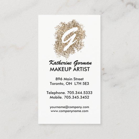 グリッターのメーキャップアーティストの名刺 名刺 (裏面)