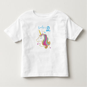 グリッターのユニコーンのMagicalGirlの誕生日のTシャツ トドラーTシャツ