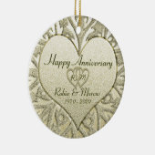 グリッターの一見のモノグラム記念日 セラミックオーナメント (右)