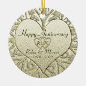 グリッターの一見のモノグラム記念日 セラミックオーナメント (正面)