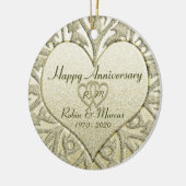 グリッターの一見のモノグラム記念日 セラミックオーナメント (左)