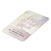 グリッターの上品なベビーはクリスマスの外でコーディ マグネット (左側)