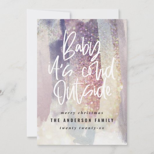 グリッターの上品なベビーはクリスマスの外で臆病だ (正面)