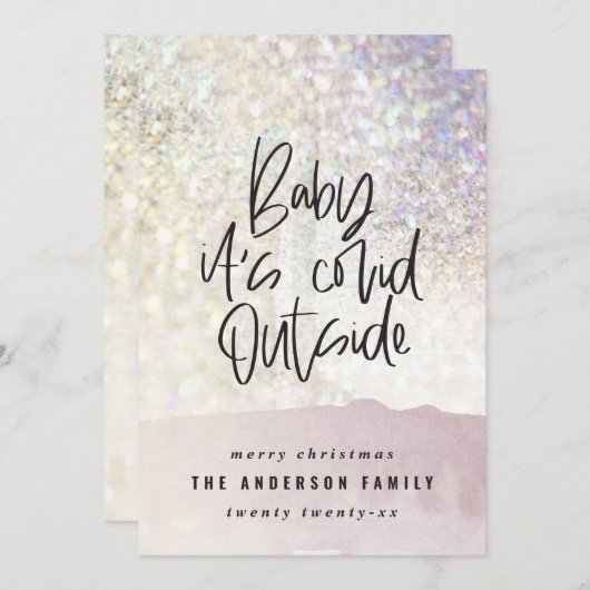 グリッターの上品なベビーはクリスマスの外で臆病だ (正面/裏面)