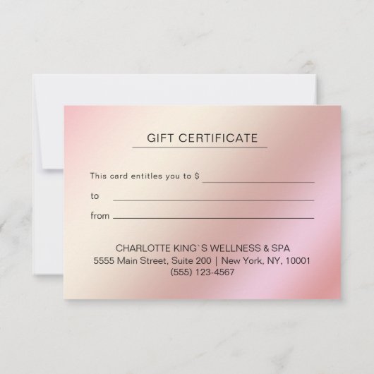 グリッターの事業証明書のギフト (裏面)