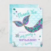 グリッターの人魚、海の下のサンキューカード、 サンキューカード (正面/裏面)