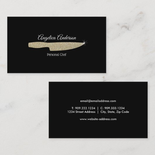 グリッターの光沢があるナイフの名刺 名刺 (正面/裏面)