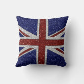 グリッターの光沢がある輝きの英国国旗の旗 クッション (裏面)