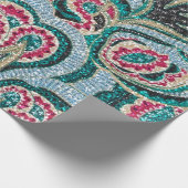 グリッターの効果のサイケデリックな花柄 ラッピングペーパー (角)