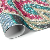グリッターの効果のサイケデリックな花柄 ラッピングペーパー (ロールコーナー)