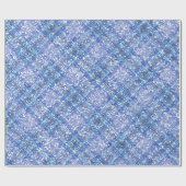 グリッターの効果の青いタータンチェック格子縞 ラッピングペーパー (フラット)