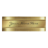 グリッターの名前のストリップとの粒状の金質 名札 (正面)