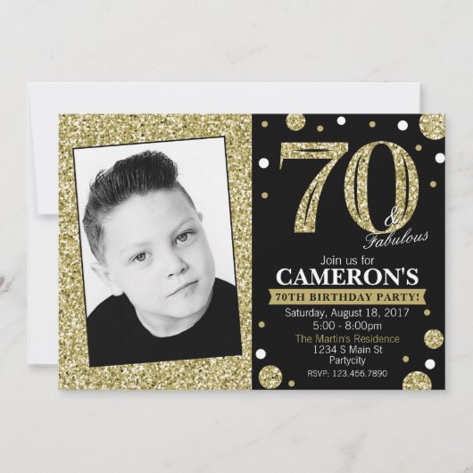 グリッターの大人のマイル標石の誕生日の写真の招待状 招待状 (正面)