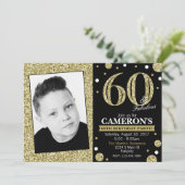 グリッターの大人のマイル標石の誕生日の写真の招待状 招待状 (スタンド正面)