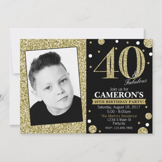 グリッターの大人のマイル標石の誕生日の写真の招待状 招待状 (正面)