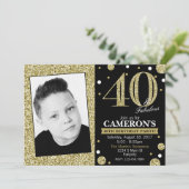 グリッターの大人のマイル標石の誕生日の写真の招待状 招待状 (スタンド正面)