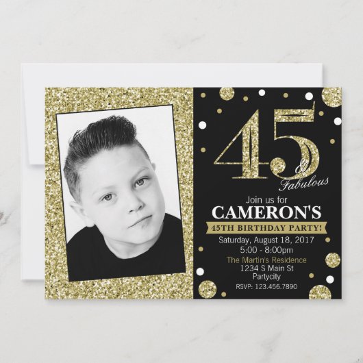 グリッターの大人のマイル標石の誕生日の写真の招待状 招待状 (正面)