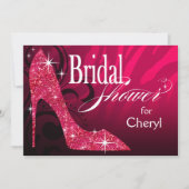 グリッターの小剣のシマウマのブライダルシャワーの暗い赤紫色 招待状 (正面)