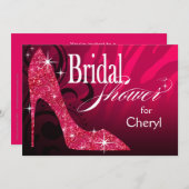 グリッターの小剣のシマウマのブライダルシャワーの暗い赤紫色 招待状 (正面/裏面)