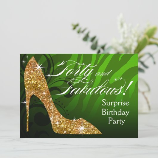 グリッターの小剣のシマウマ40及びすばらしい誕生日 招待状 (スタンド正面)