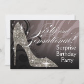 グリッターの小剣のシマウマ60及び扇情的な誕生日 招待状 (正面)