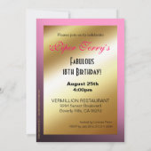 グリッターの小剣の気球の第18誕生日のピンク 招待状 (裏面)