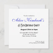 グリッターの小剣第65の誕生日|のロイヤルブルーの金ゴールド 招待状 (裏面)