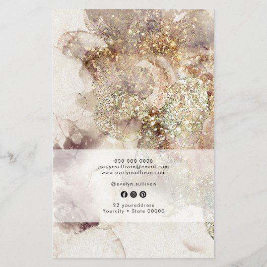 グリッターの水彩及びフォイル価格リストフライヤー チラシ (裏面)