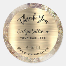 グリッターの水彩及びホイルエレガントサンキュー ラウンドシール