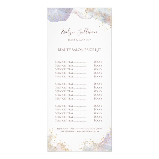 グリッターの水彩形状価格表表ラックカード ラックカード (正面)