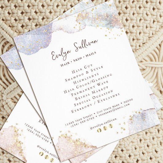 グリッターの水彩模様フライヤー チラシ