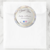 グリッターの水彩波感謝していあなた ラウンドシール (バッグ)