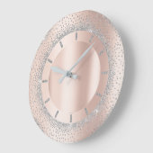 グリッターの灰色のバラの金ゴールドの金属の赤面の水晶 ラージ壁時計 (傾斜)