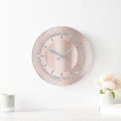 グリッターの灰色のバラの金ゴールドの金属の赤面の水晶 ラージ壁時計 (ホーム)