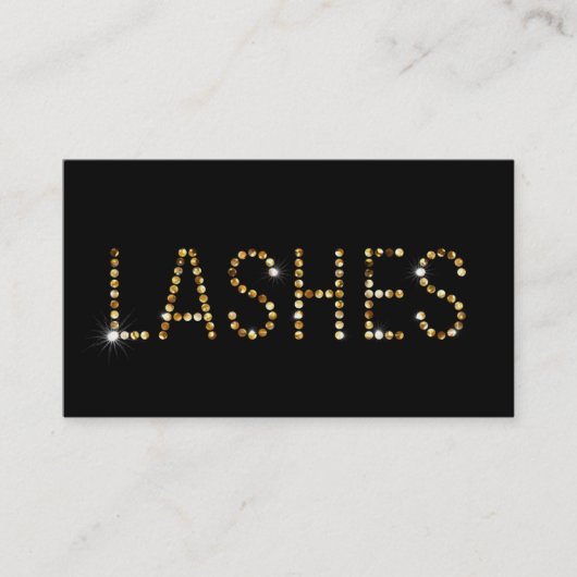 グリッターの点の文字のまつげ延長黒いカード 名刺 (正面)