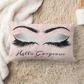 グリッターの目メイクアップまぶしシルバーピンク豪華 ランバークッション (ブランケット)