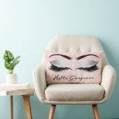 グリッターの目メイクアップまぶしシルバーピンク豪華 ランバークッション (椅子)