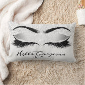 グリッターの目メイクアップラッシュシルバーグレーゴージャス ランバークッション (ブランケット)