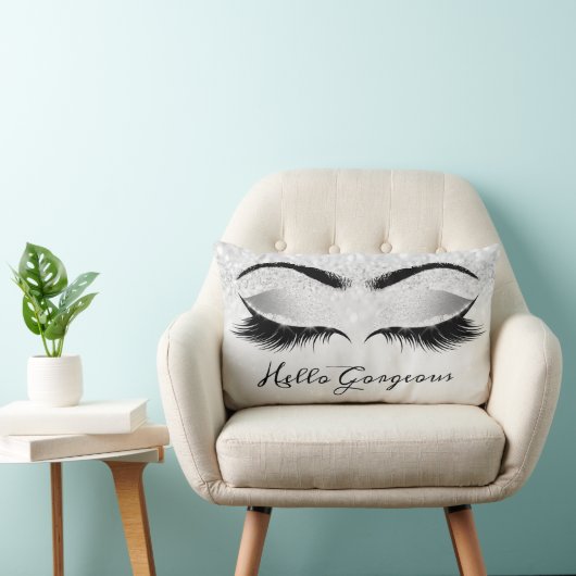 グリッターの目メイクアップラッシュシルバーグレーゴージャス ランバークッション (椅子)