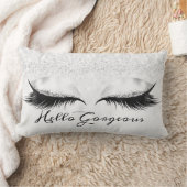 グリッターの目メイクアップラッシュシルバーグレーゴージャス ランバークッション (ブランケット)