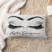 グリッターの目メイクアップラッシュシルバーグレーゴージャス ランバークッション (ブランケット)