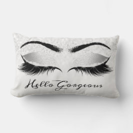 グリッターの目メイクアップラッシュシルバーグレーゴージャス ランバークッション