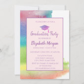 グリッターの目盛りキャップ、水彩スプラッシュ 招待状 (正面)