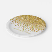 グリッターの紙吹雪のシャワー|の金ゴールドの白 ペーパープレート (アングル)