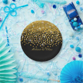 グリッターの紙吹雪のシャワー|の金ゴールドの黒 ペーパープレート (パーティー)