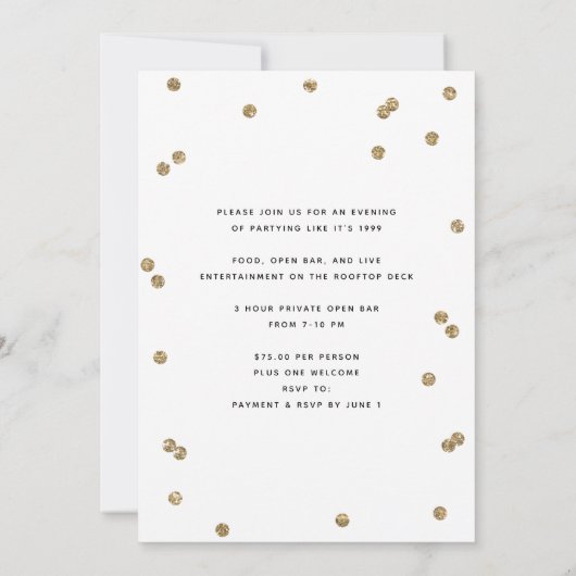 グリッターの紙吹雪| 20年の懇親会のパーティー 招待状 (裏面)