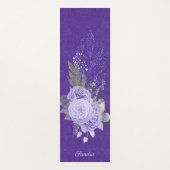 グリッターの羽と紫のバラ ヨガマット (正面)