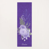 グリッターの羽と紫のバラ ヨガマット (裏面)
