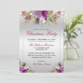 グリッターの花、ダイヤモンド枠のクリスマスパーティー 招待状 (スタンド正面)